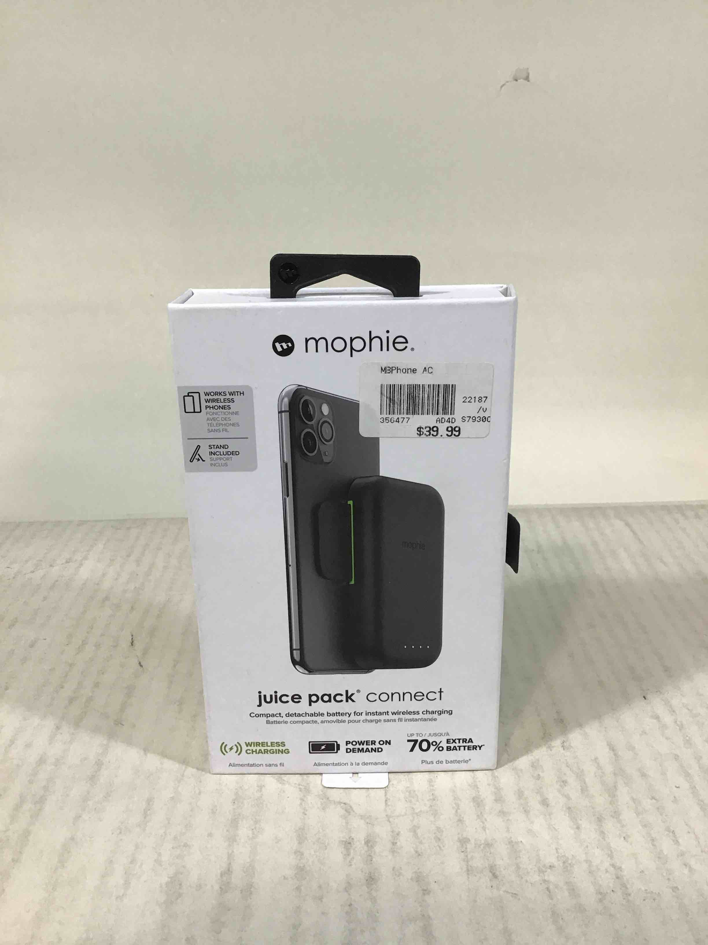 mophie Juice Pack Connect Compact - containing a Portable 5,000mAh Battery with Dual Purpose Stand - Made for Qi-Enabled Smartphones - Black
