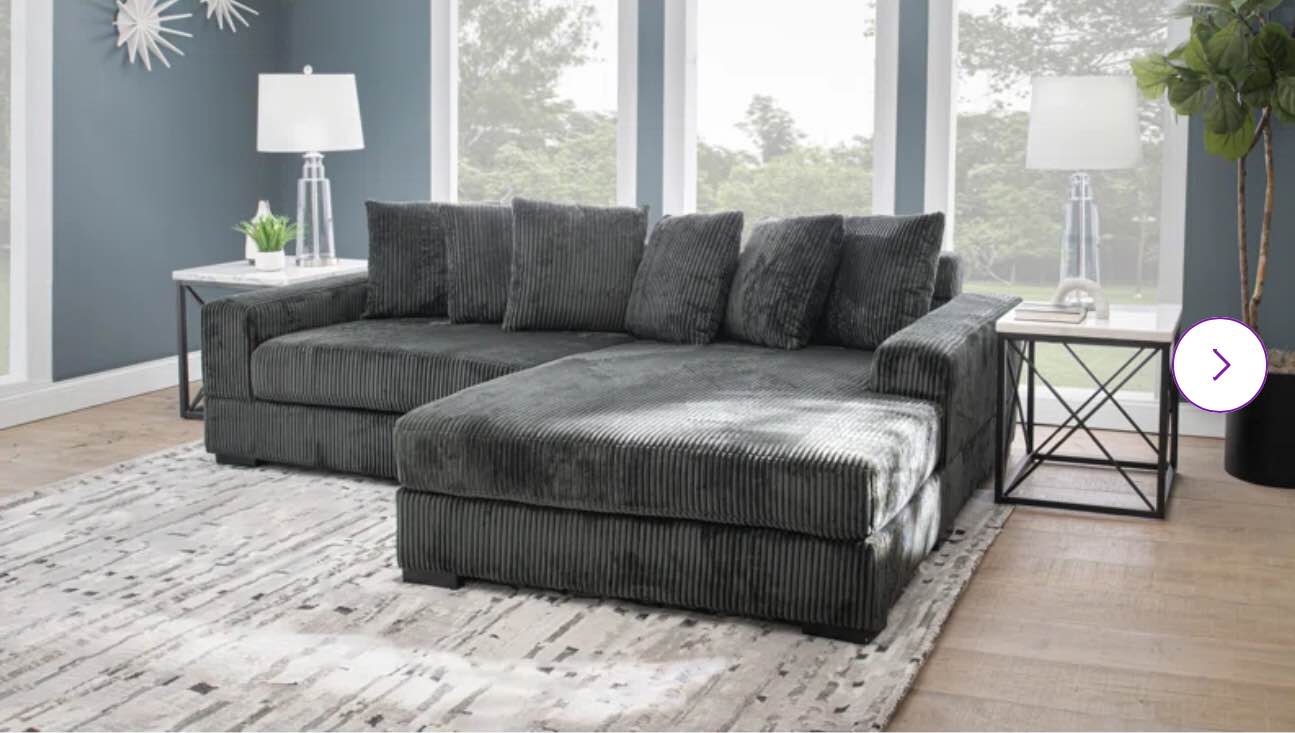 Luxe Corduroy Sectional Blue- INCOMPLETE 