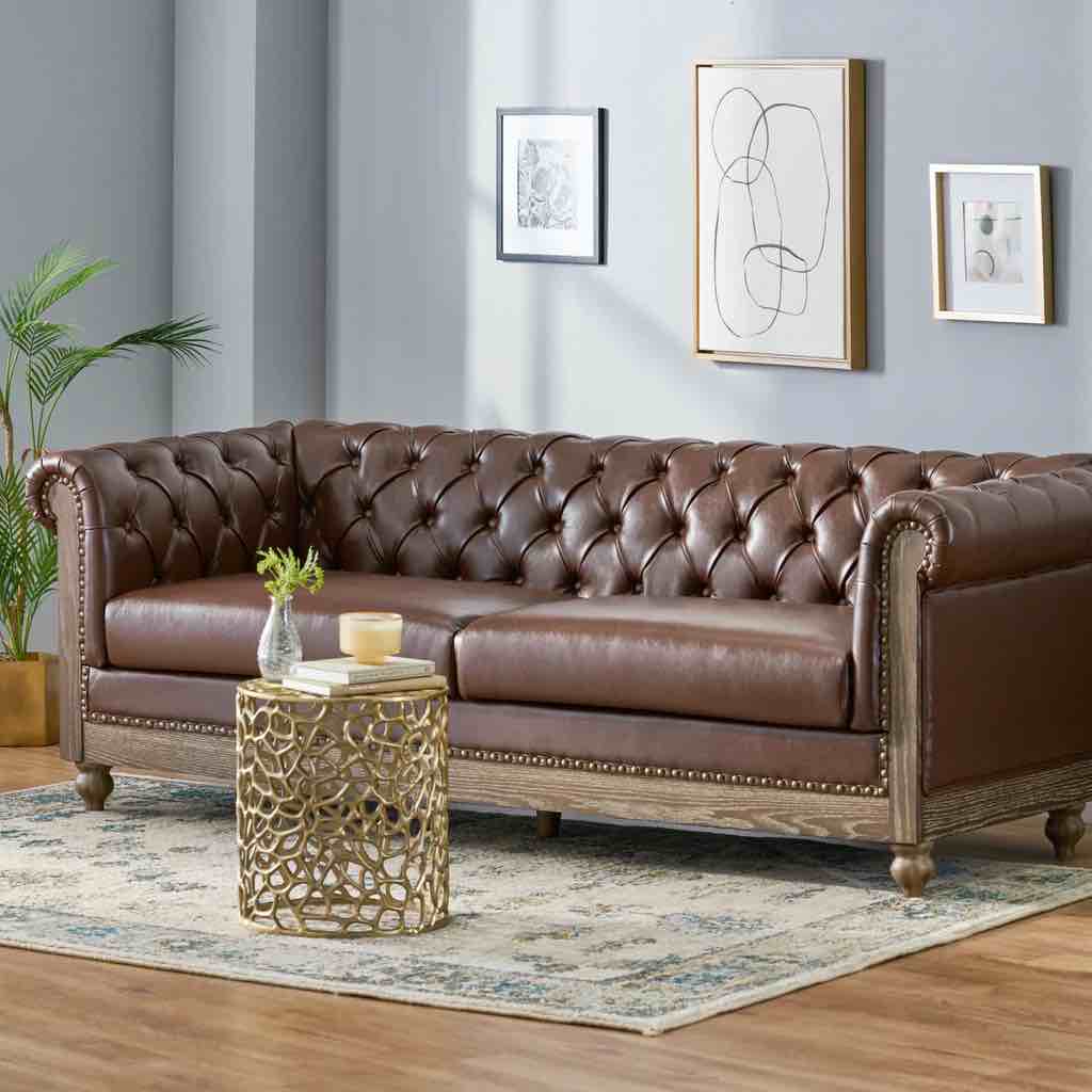 Kinzie Chesterfield Tufted 3 Seater Sofa with Nailhead Trim  box 1/2 only 70939