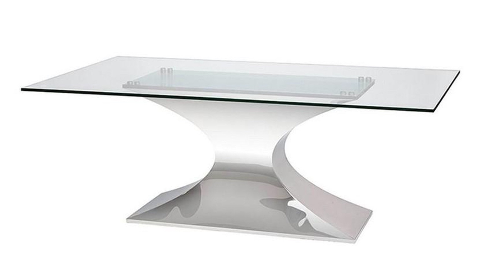 Nuevo Praetorian Dining Table - Clear/Silver 