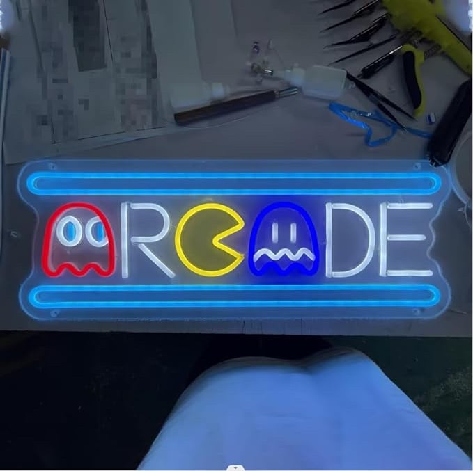 arcade neon sign retro game bedroom birthday gif-25
