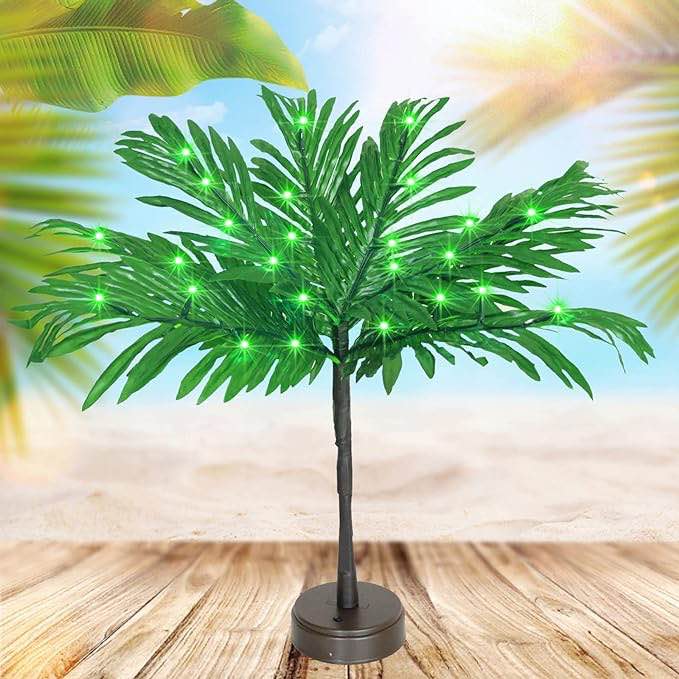 lighted palm tree with party decoration