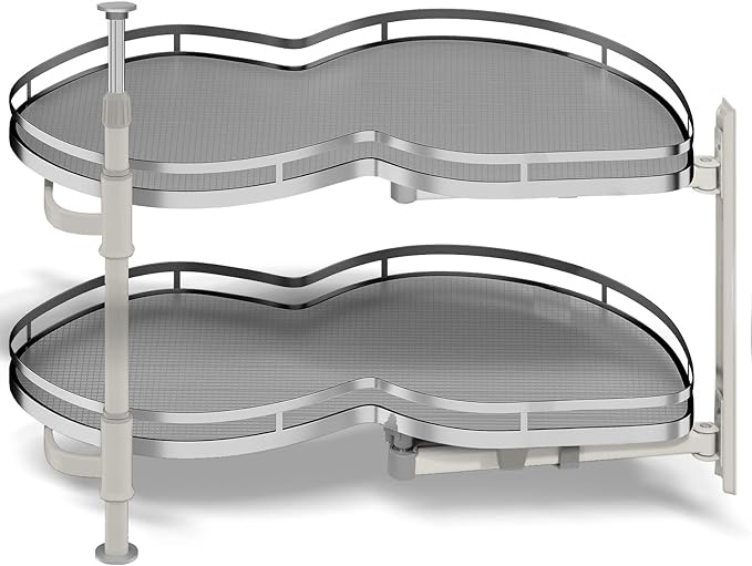 Kinchoix Blind Corner Cabinet Pull Out Organizer, Soft Close Swing Right Pull Out Cabinet Organizer 36inch, Corner Cabinet Lazy Susan for Corner Cabinet Blind Shelf, 2 Tiers Tray, Adjustable Height