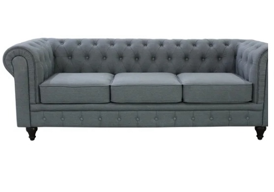 US Pride Furniture Grace Grey Linen Fabric Chesterfield Sofa JUST THE ARM REST 