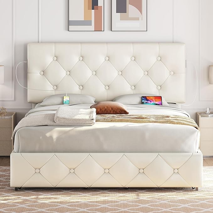 Yaheetech Beige Bed Frame (Full) Item No: 960213