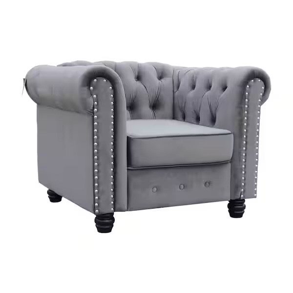 Modern Fort, chair  Grey Velvet Chesterfield Chair for Living Room (only backrest )