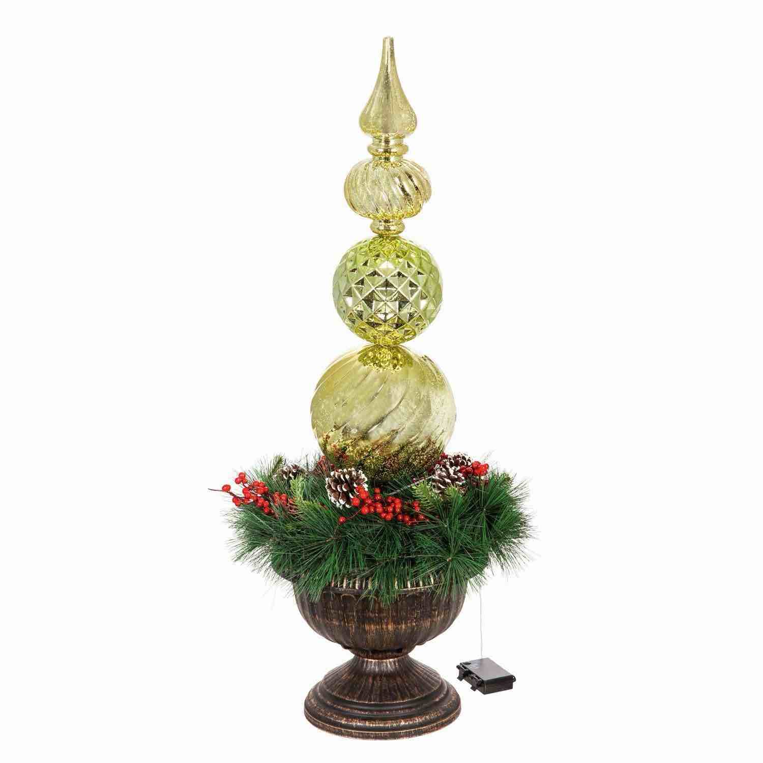 36"H Gold Finial Shatterproof Battery Operated LED Ornament