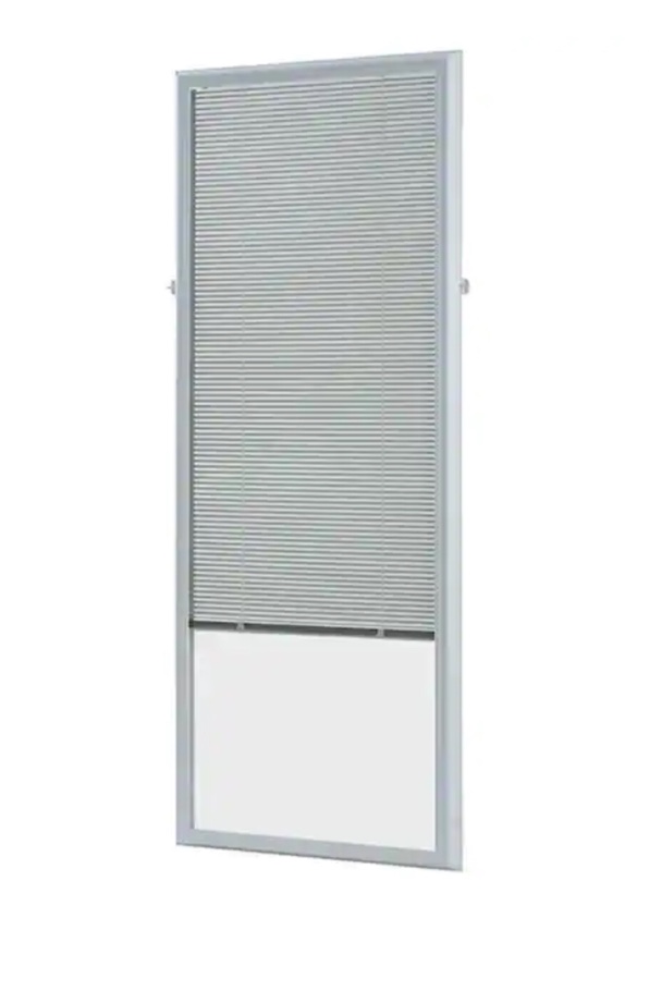 ODL White Cordless Add On Enclosed Aluminum Blinds with 1/2 in. Slats, for 22 in. Wide x 64 in. Length Door Windows