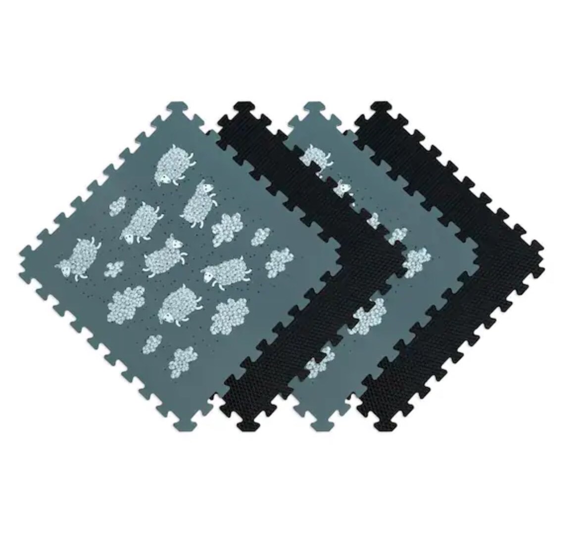 Norsk Reversible Sheep/Black Children's Designer 24 in. x 24 in. x 0.47 in. Foam Mats ( 8 pcs)