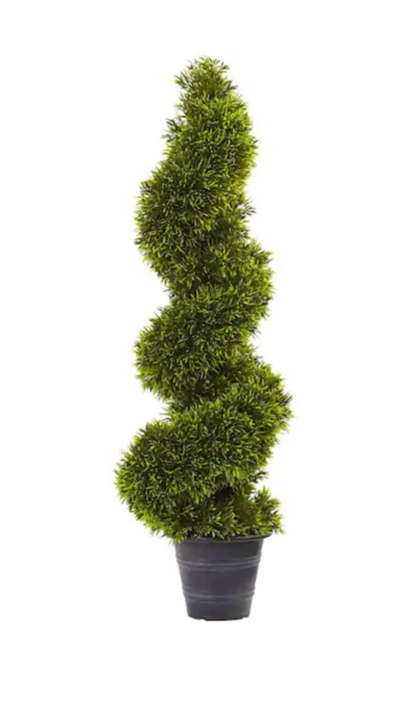  Nearly Natural (Brand Rating: 3.9/5)  3 ft. Artificial Grass Spiral Topiary with Deco Planter
