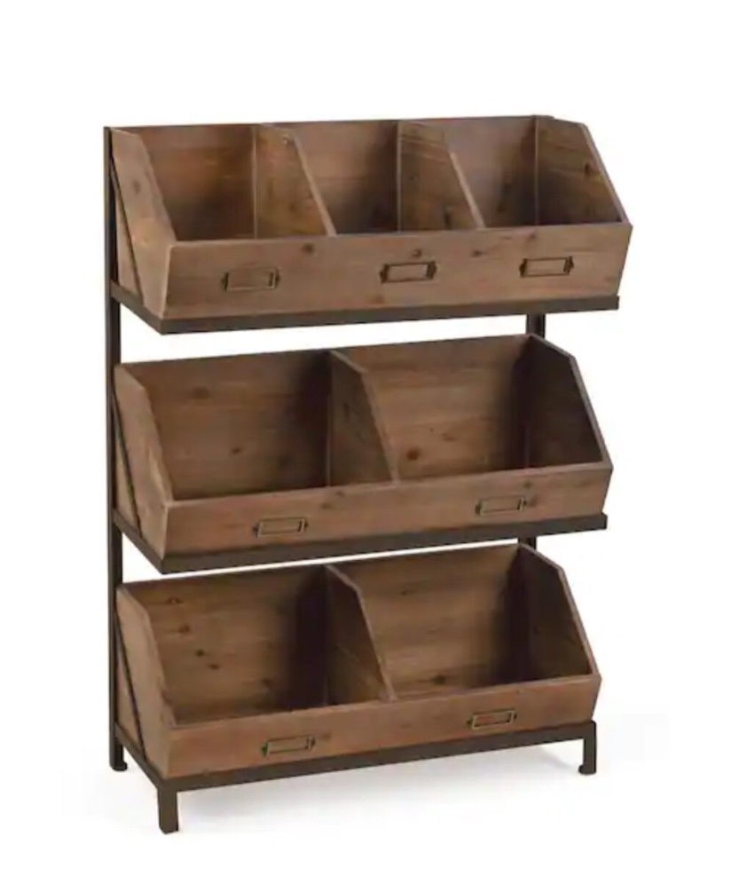 Brand Rating: 4.7/5)  27 in. W x 11.25 in. D x 38 in. H Brown Wood Bin Storage Organizer