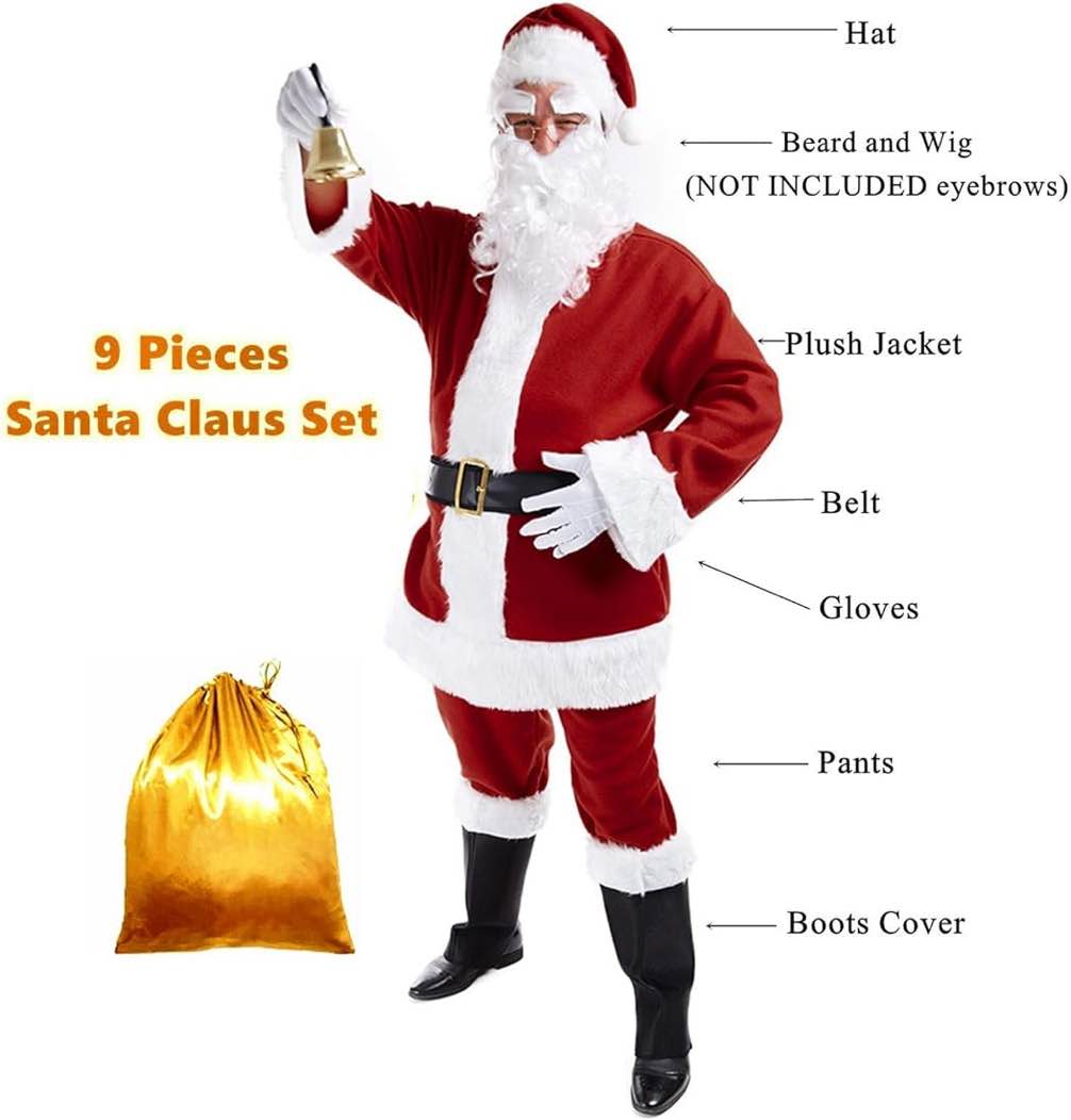 Tvakerra size small 9pc Santa Claus Costume 