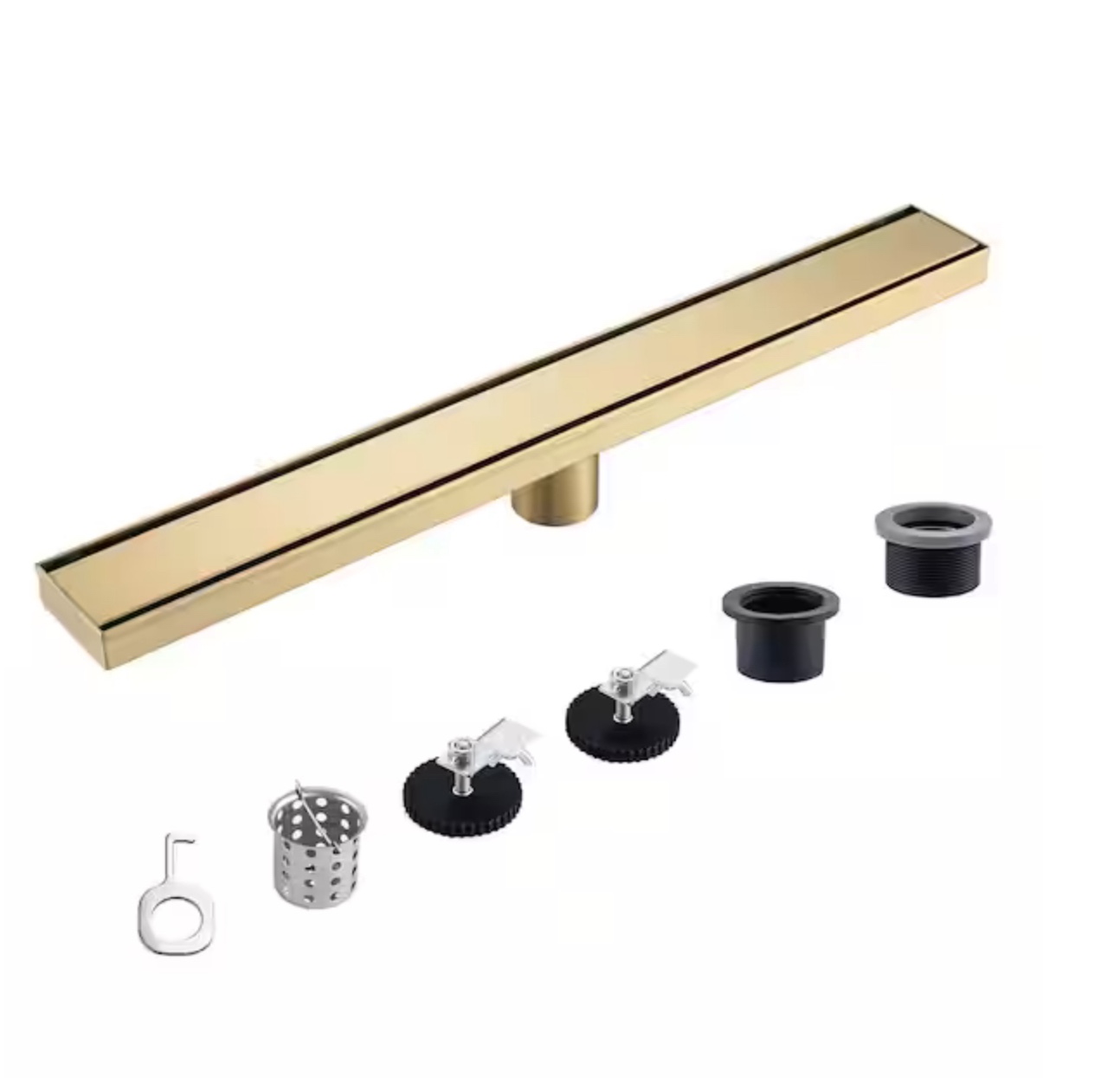 24 in. Stainless Steel Linear Shower Drain with Tile-in Cover in Brushed Gold