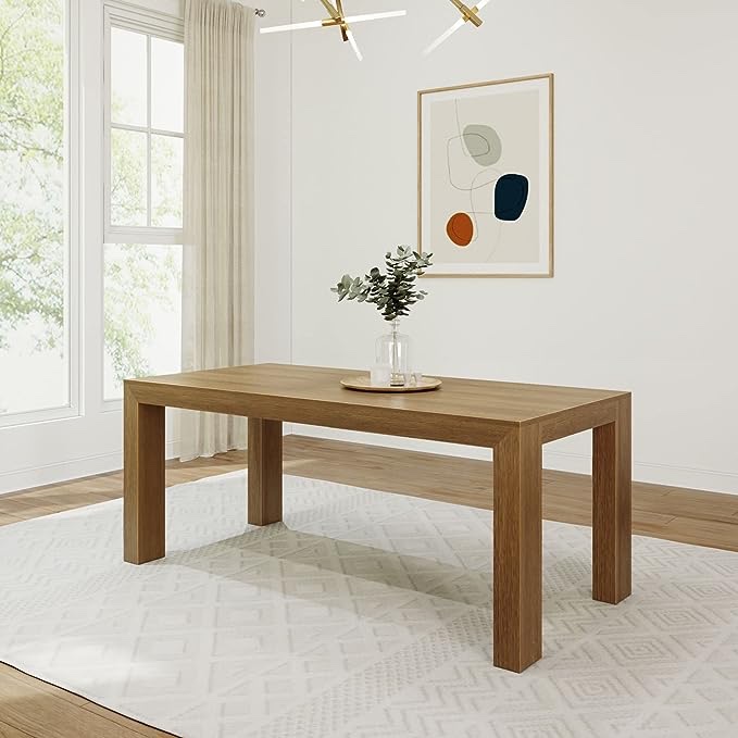 Plank+Beam 72 Inch Wood Dining Table, Solid Wood Rectangular Dining Table for Kitchen/Dining Room, Pecan Wirebrush