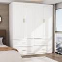 White 8-Door Big Wardrobe Armoires with Hanging Rod, 4-Drawers, Storage Shelves 93.9 in. H x 63 in. W x 20.6 in. D. (incomplete, box 3 of 3) 