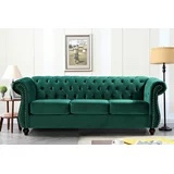 Uspridefurniture Fender 82.6'' Velvet Rolled Arm Sofa,Green