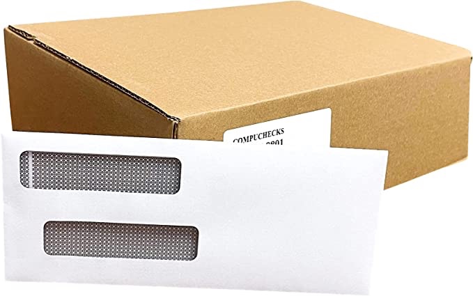 Double Window Self Seal Security Business Mailing Envelopes - For Computer Check Paper and QuickBooks - Safe Envelope with Tamper Evident, Security Tint
