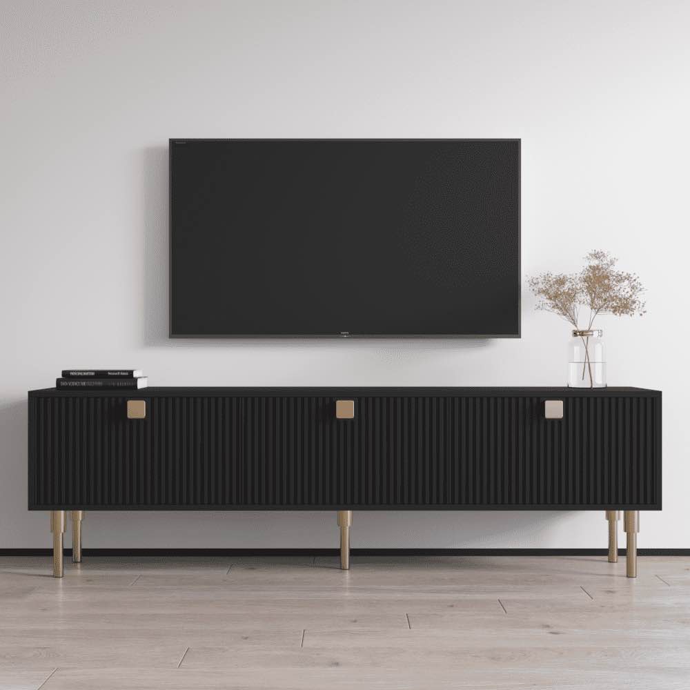 Dorset 01 TV Stand for TVs up to 80", Mid-Century Modern Matte 71" Entertainment Center, TV Media Console with Storage Cabinets