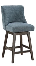 OSP Home Furnishings Granville 26" Swivel Counter Stool with Solid Wood Frame, Grey Legs and Navy Fabric