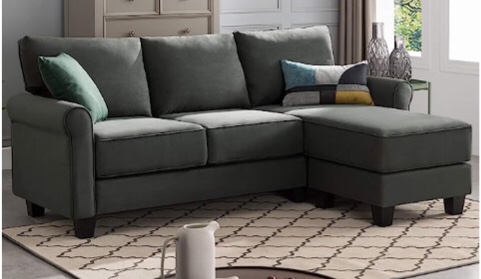 Nolany Reversible Sectional Sofa Couch for Small Apartment L Shape Sofa Couch 3-seat Sectional Corner Couch (Green Grey. box 1 of 2. incomplete 