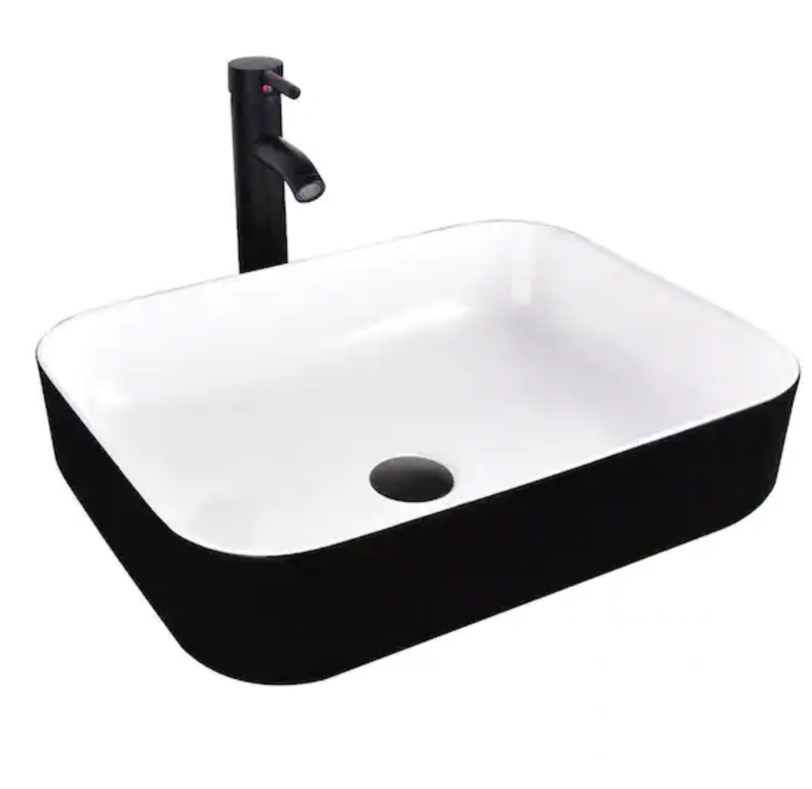 Black Ceramic Rectangular Vessel Sink 