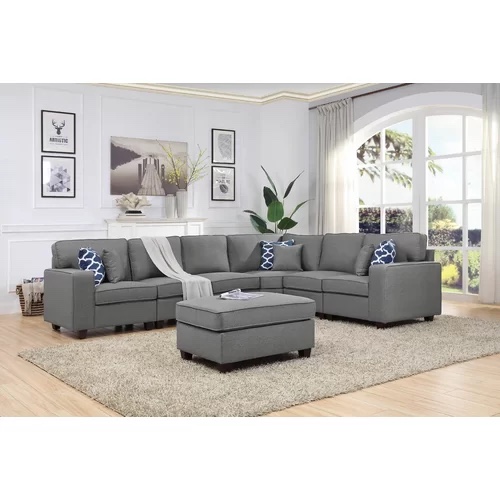 Samual 123.5" Wide Reversible Modular Corner Sectional with Ottoman (Incomplete-1PC ONLY)
