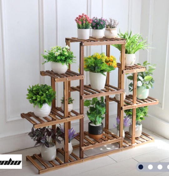 9 Tier Flower Rack Wood Plant Shelf Stand 13 Pots Bonsai Display Shelf Holder(Incomplete)