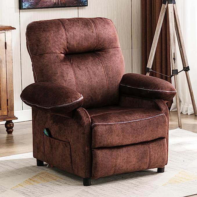 BOSMILLER Massage Recliner Chair Fabric Overstuffed Lounge Single Sofa for Living Room Comfy Chair with Heating and Vibration Function(hardware) 