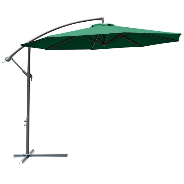 Outsunny 10' Cantilever Hanging Tilt Offset Patio Umbrella With Stand 