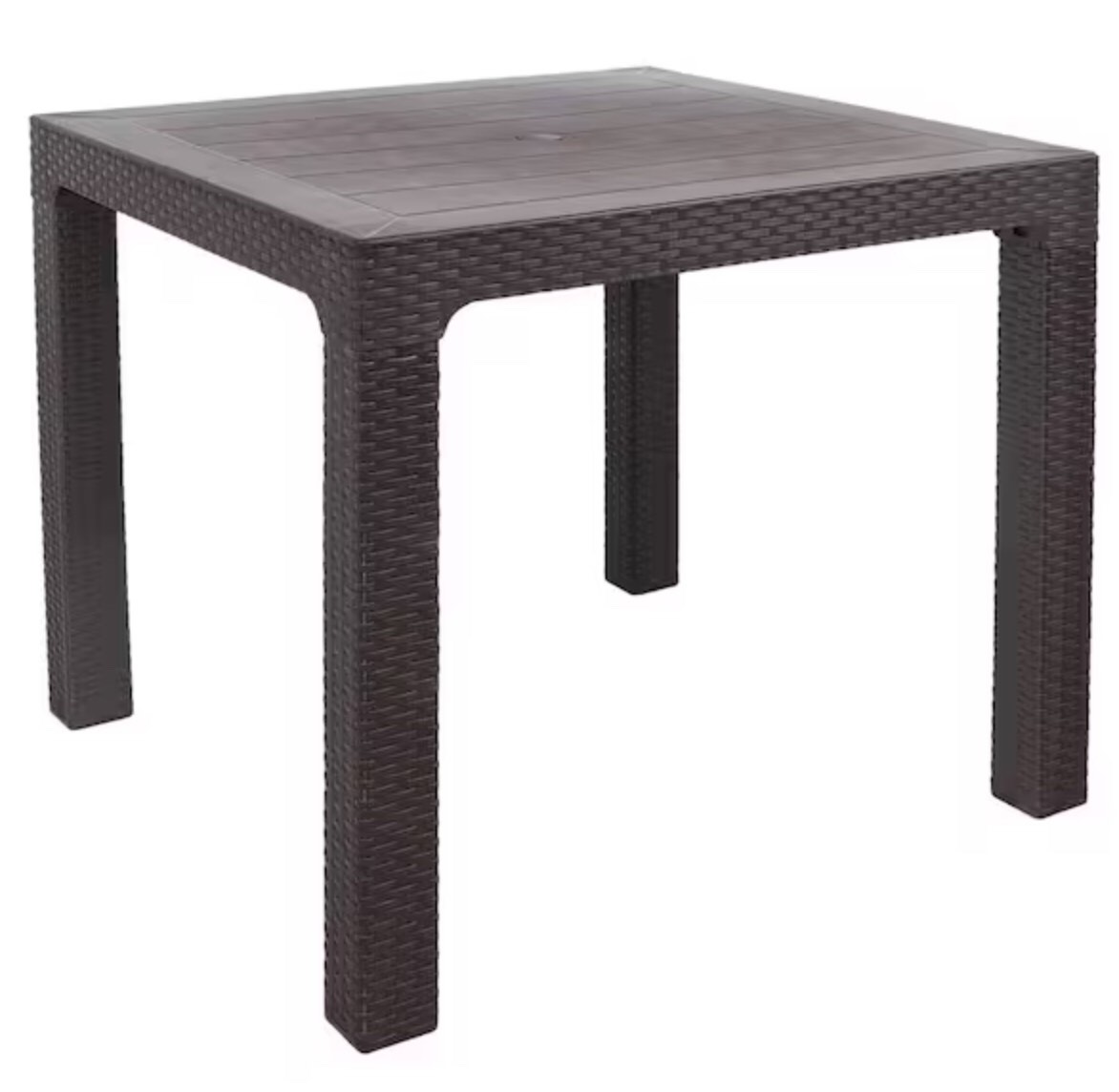 Brown 31.5 in. Square Plastic Rattan Outdoor Patio Dining Table