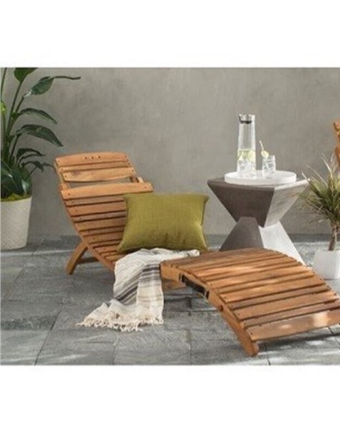 Lahaina Wood Outdoor Chaise Lounge Brown Patina