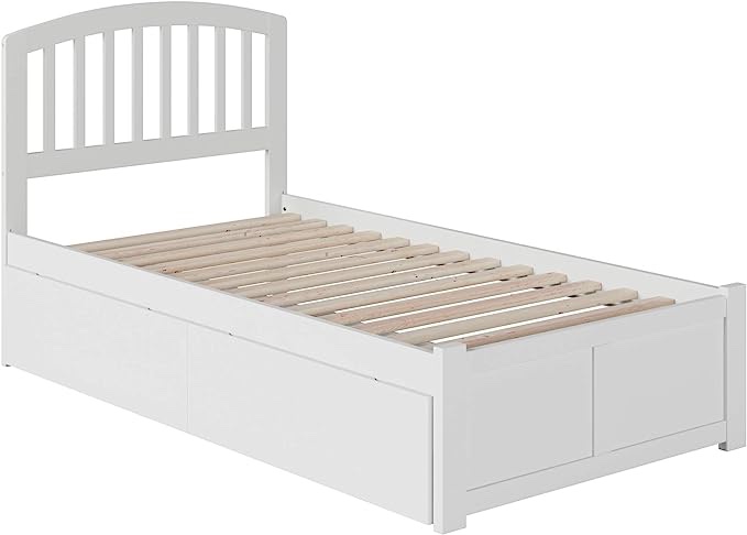 Atlantic Furniture AR8822112 Richmond Platform Bed with 2 Urban Bed Drawers, Twin, White (incomplete 1 box only consisting of side rails)
