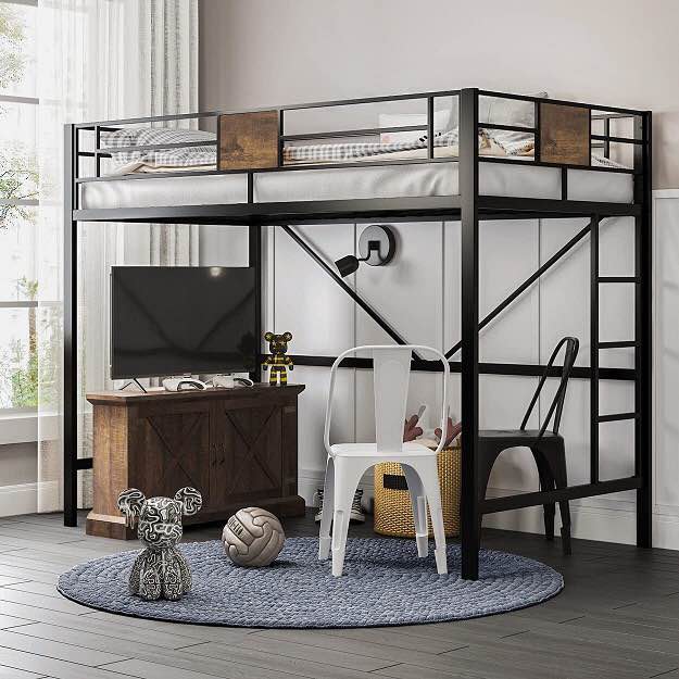 METAL TWIN SIZE LOFT BED BLACK (incomplete 1 box only)
