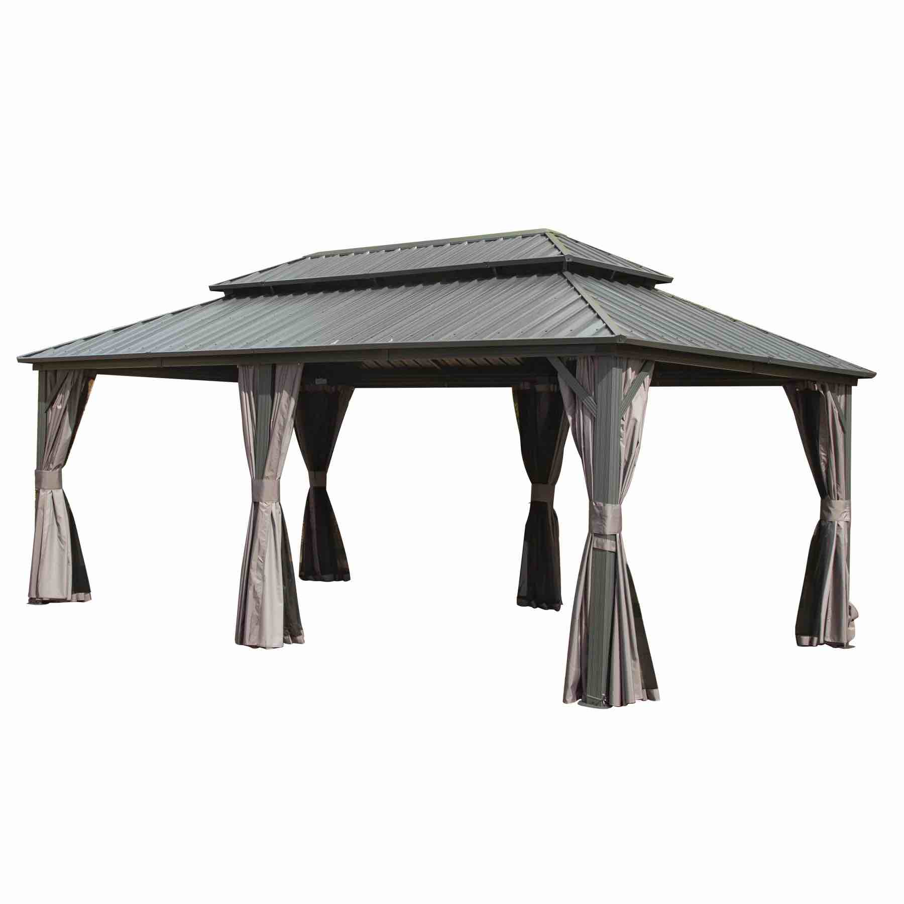 domi outdoor living 20 Ft. D X 12 Ft. W Galvanized Steel Patio Gazebo(incomplete box1/6 2/6 3/6 and 4/6)