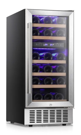 34.2'' H X 14.9'' W X 22.7'' D 28 Bottle and 66 Can Freestanding/Built-In Dual Zone Wine Refrigerator 