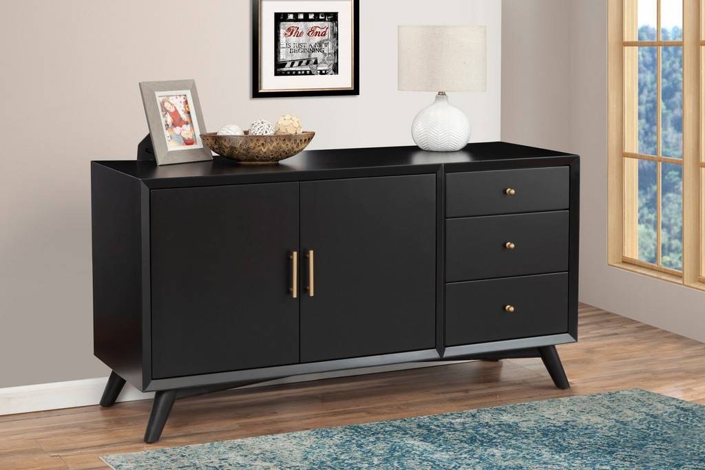 Flynn Sideboard in Black - Alpine Furniture 966BLK-64