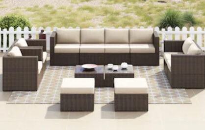 RATTAN BROWN WICKER 12 PIECE SET  