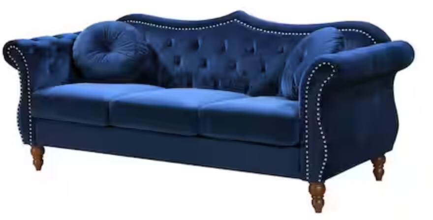 U S PRIDE FURNITURE S5365. 3SEATER. DARK BLUE. box 2 of 2 only, INCOMPLETE 