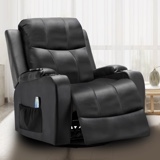 ComHoma Recliner Chair PU Rocking Sofa with Heated Massage, Black