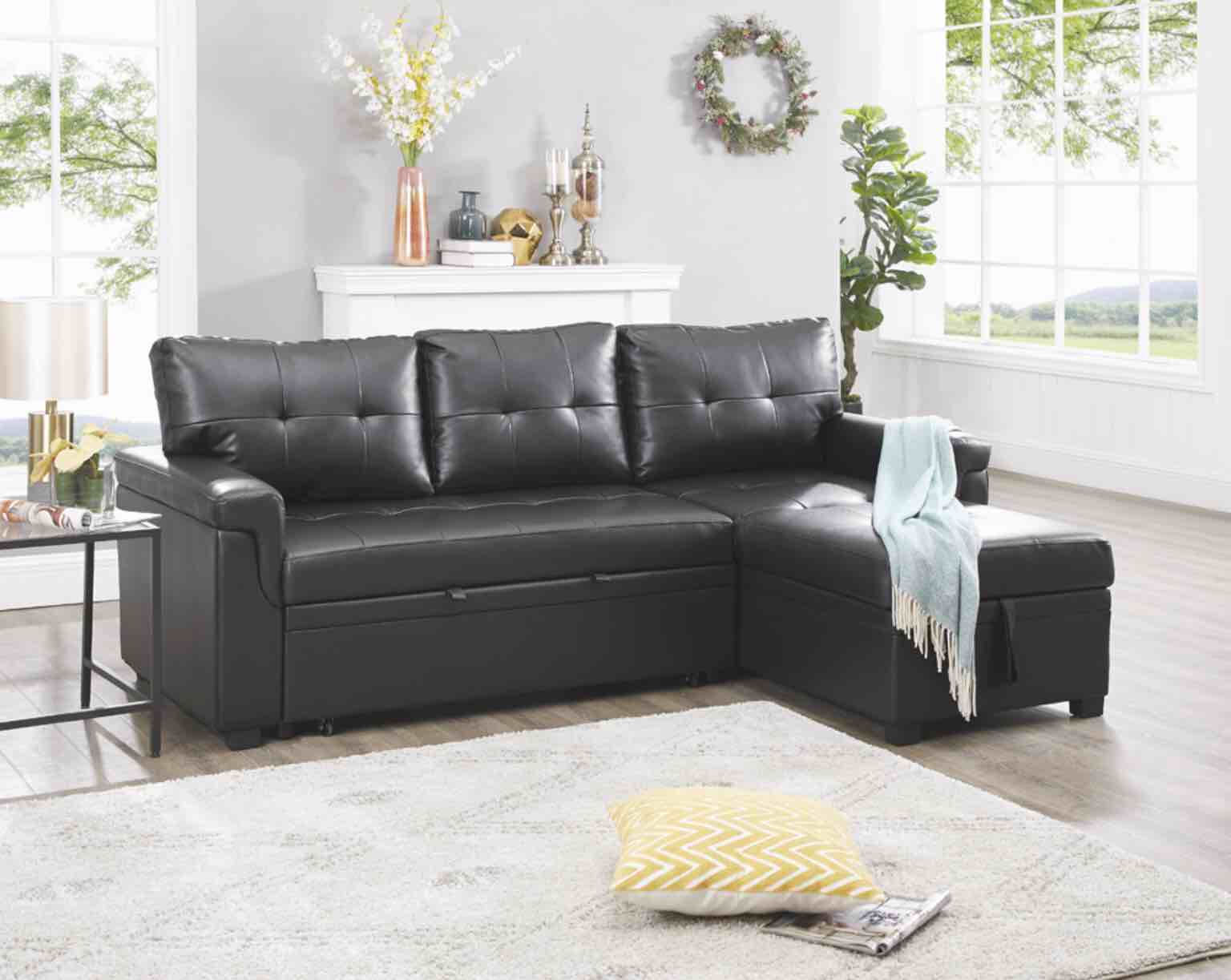 Naomi Home Perry Modern Sectional Sofa with Storage Chaise, INCOMPLETE SET 
