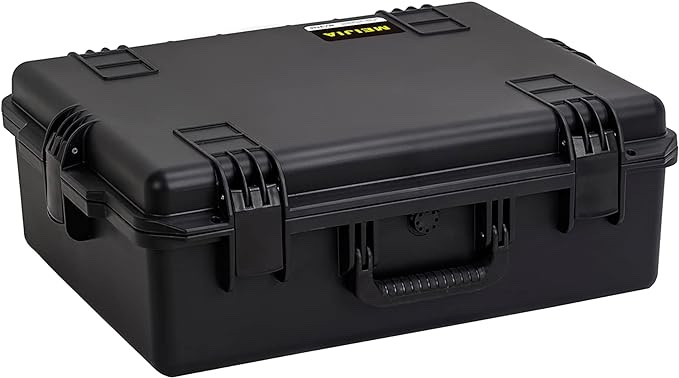 MEIJIA Premium Portable All Weather Heavy Duty Waterproof Hard Compact Camera Case with Customizable Fit Foam, Lightweight Design,24.6"X19.7"X8.6",Black
