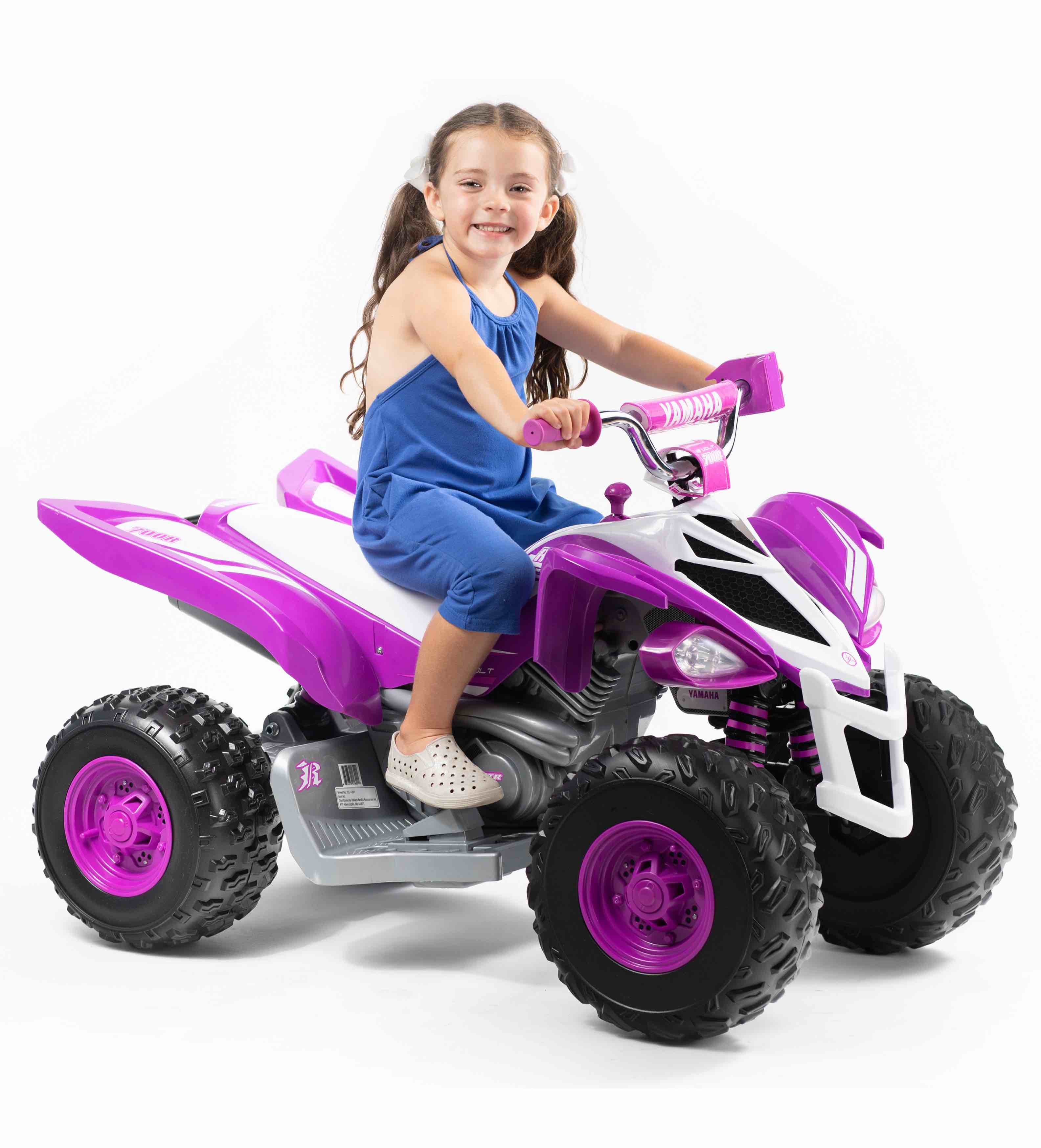 Yamaha Raptor ATV 12-Volt Battery-Powered Ride-on ATV - Purple and White for girls ages 3-5 years