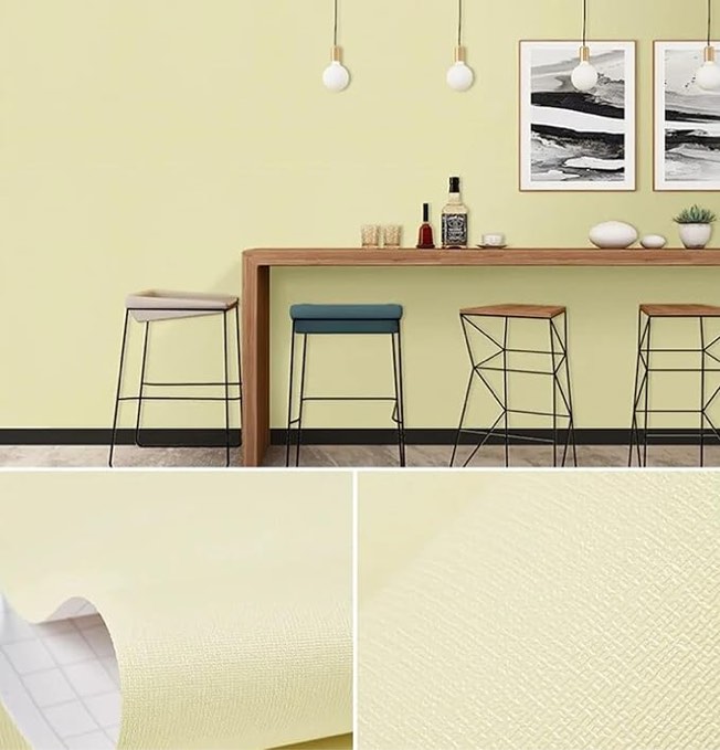 Wall Sticker DIY Wallpaper Self Adhesive (lemon yellow & white) 