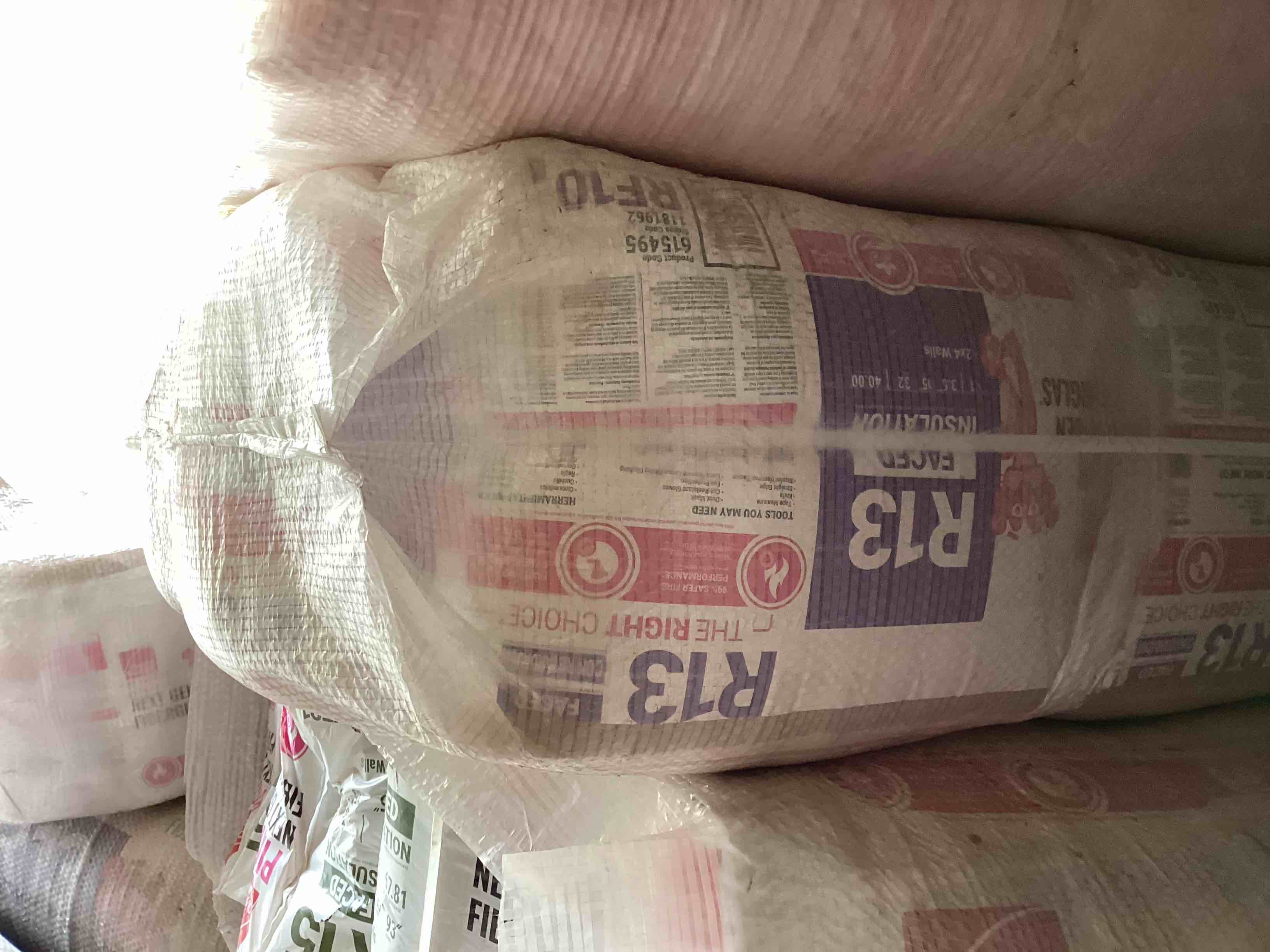 6 rolls r13 15” faced insulation your bid per roll