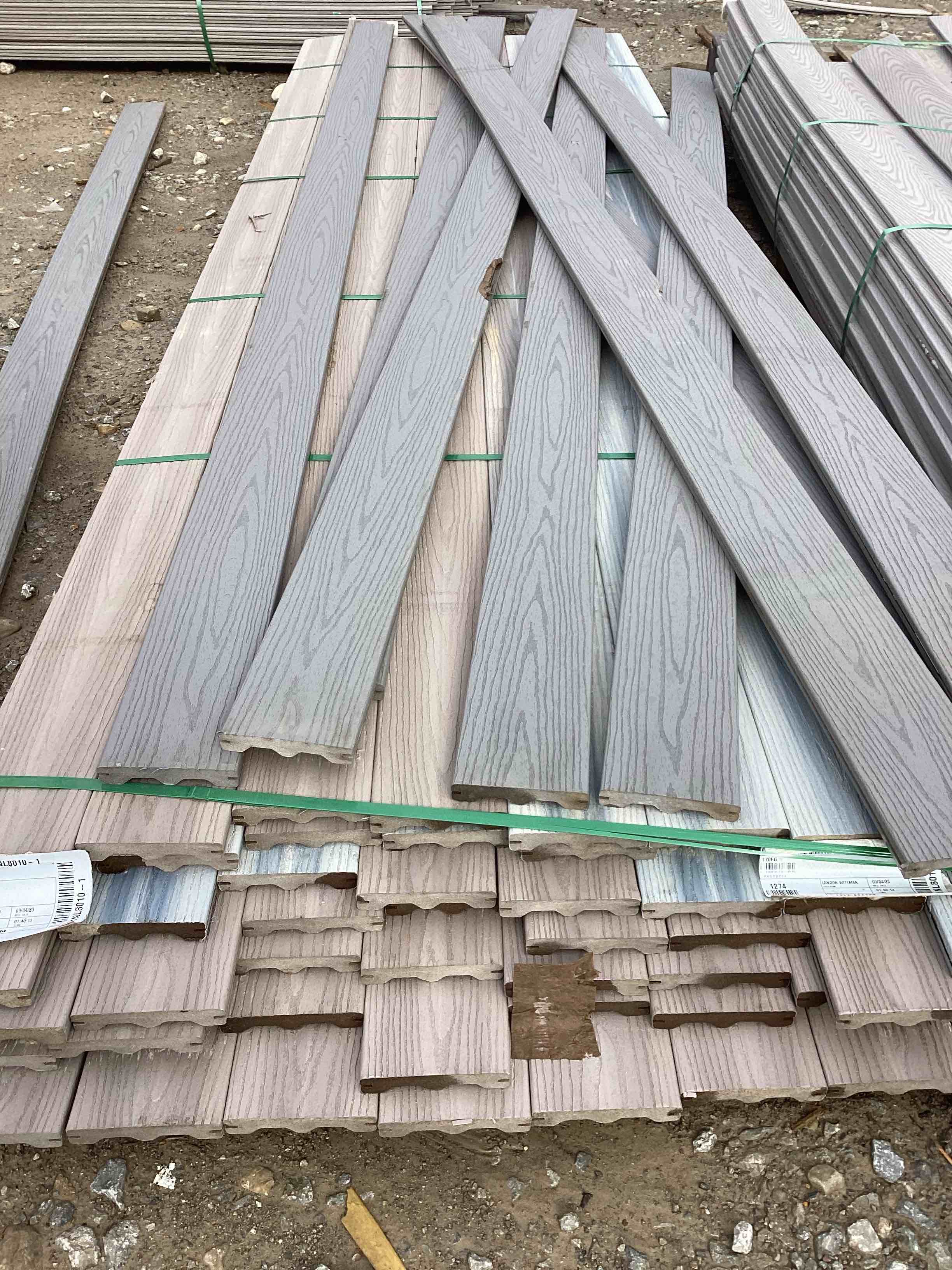 768 linear foot 64 pieces 12’ gray grooved composite decking your bid per linear foot 