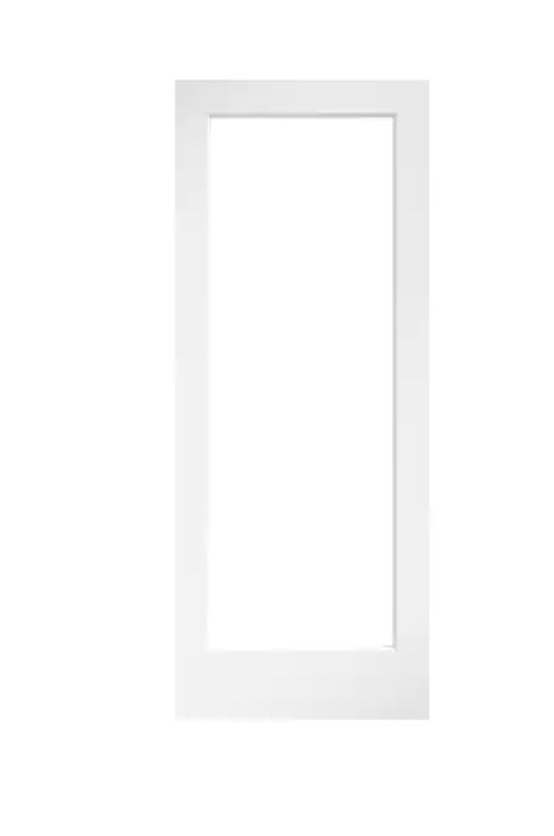 eightdoors 28 in. x 80 in. x 1-3/8 in. Clear Glass 1-Lite White Finished Solid Wood Core French Interior Door Slab