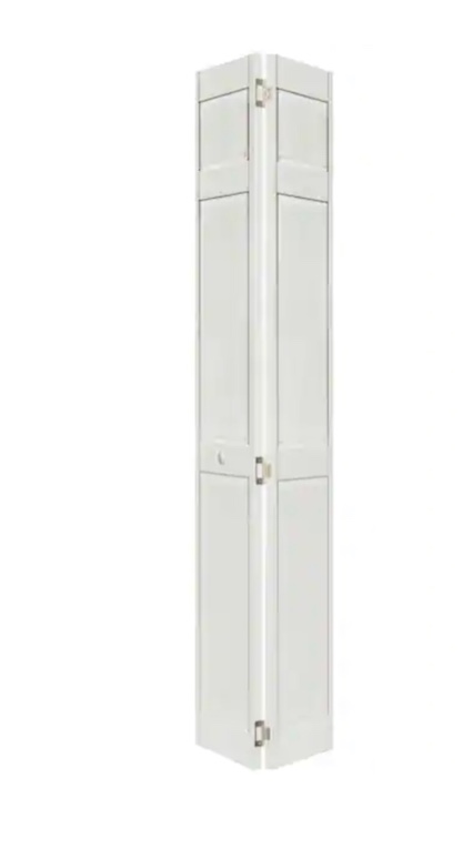Pinecroft 48 in. x 80 in. Seabrooke Louver/Louver White Hollow Core PVC Vinyl Interior Bi-Fold Door