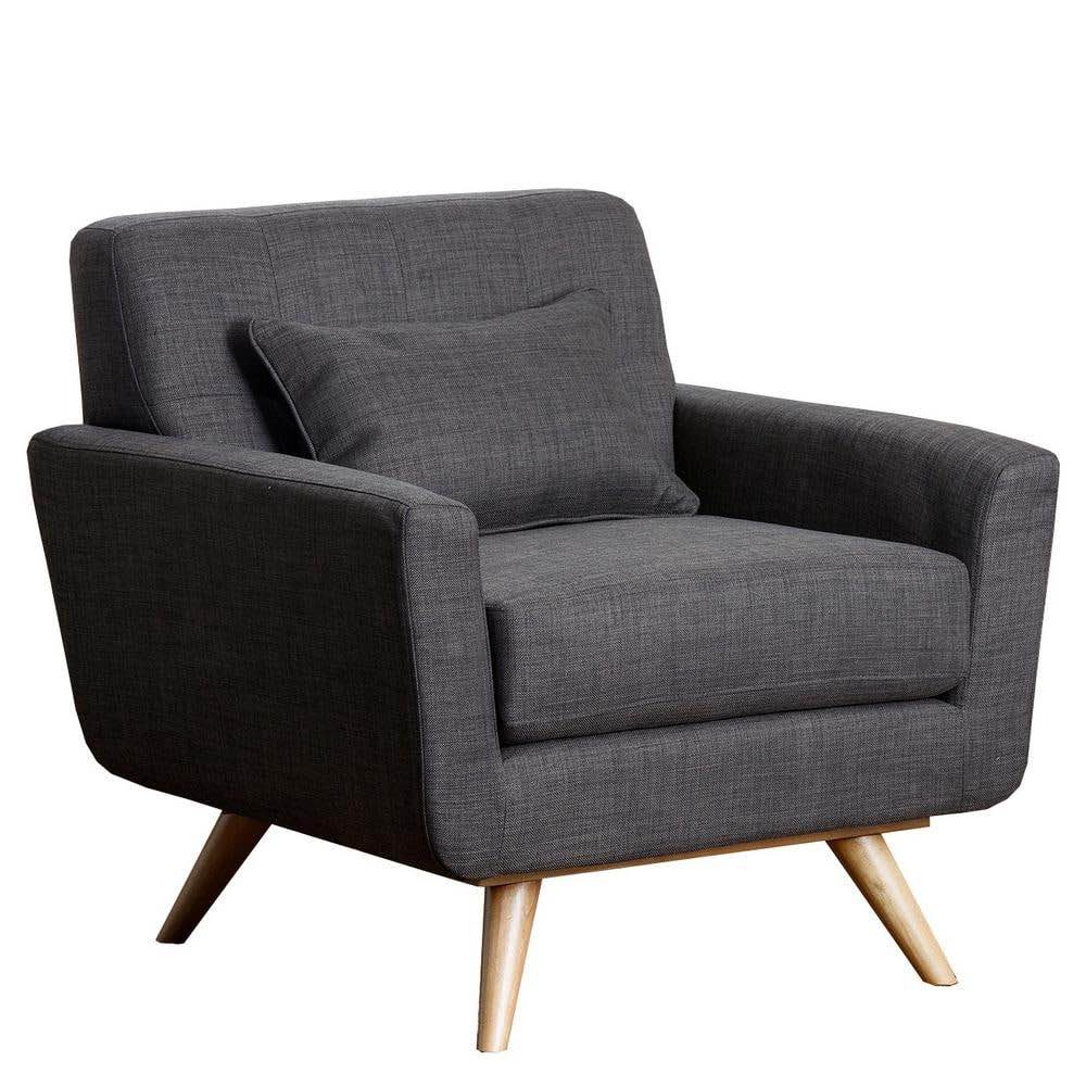 Abbyson Eddie Gray Tufted Fabric Arm Chair