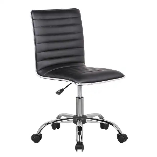 Porthos Home Lindsey Faux Leather Office Chair with Chrome Base - Black