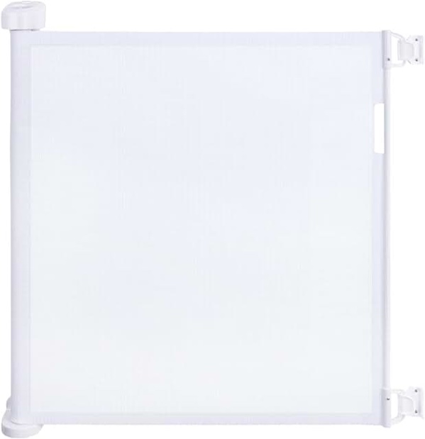 white retractable safety gate